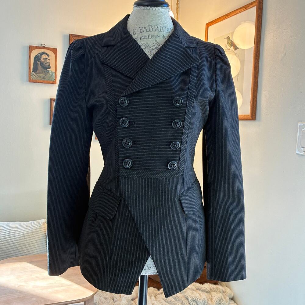 Vintage Nanette Lepore Pinstripe Double-Breasted Blazer Jacket Size 10 (Medium)